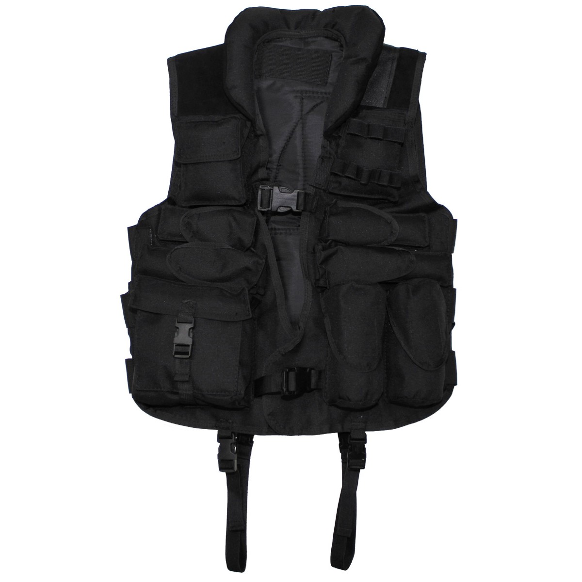 Tactical Army Vest with Leather - Black