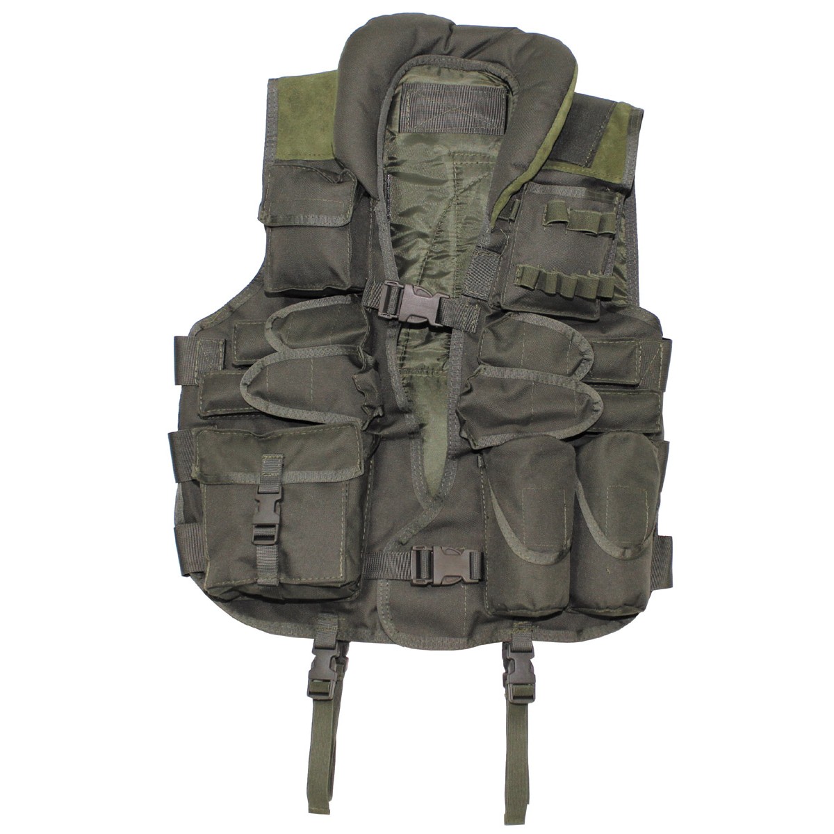 Tactical Army Vest with Leather - OD Green