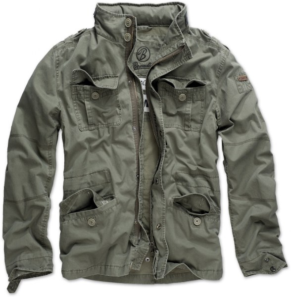 Brandit® Britannia Field Military Stylish Army Mens Jacket Cotton Coat - Olive