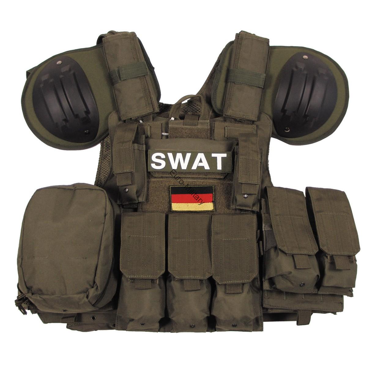 SWAT Tactical Combat MODULAR Vest w/ Bags&Pouches Quick Remove - OD Green