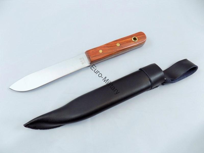 BW German Army Sailors Knife Wooden Handle w/ Leather Black Sheath - Repro