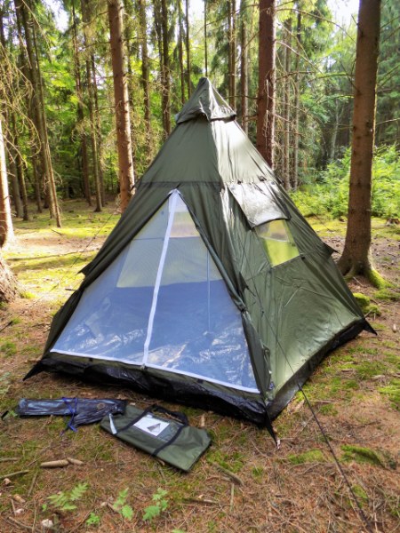 Military&Outdoor 3+1 Man Pyramid Tipi Tent Camping Hunting Waterproof Shelter