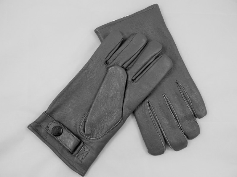 Military BW WW2 German Army Officer Classic Leather Grey Gloves