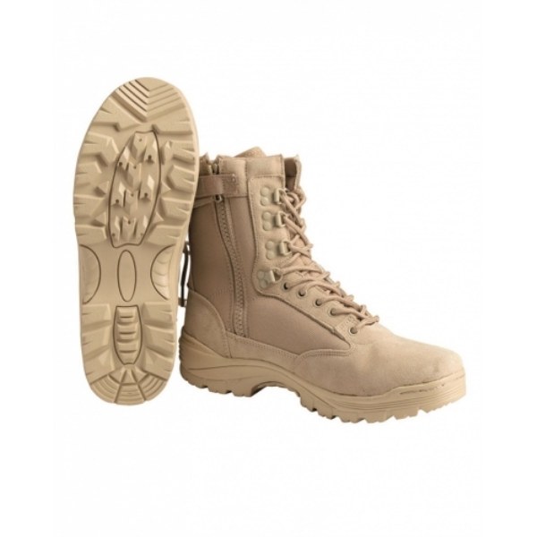Military Tactical Side Zip Combat Mens Boots - Desert/Khaki