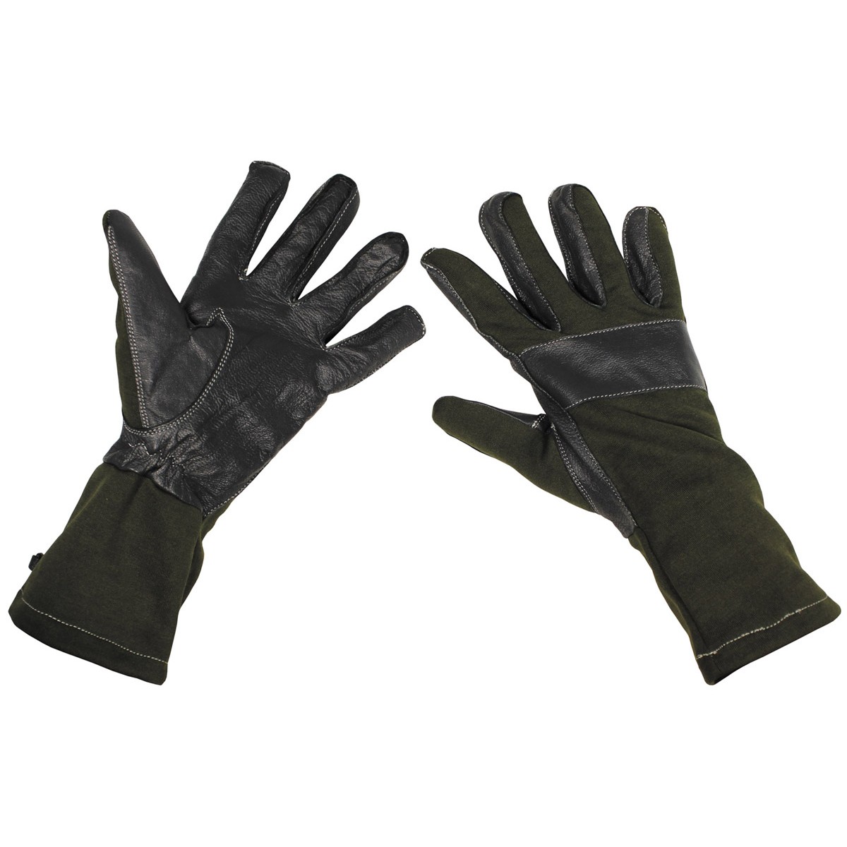 BW German Army Combat Gloves Long Gaiter Leather Trim - OD Green