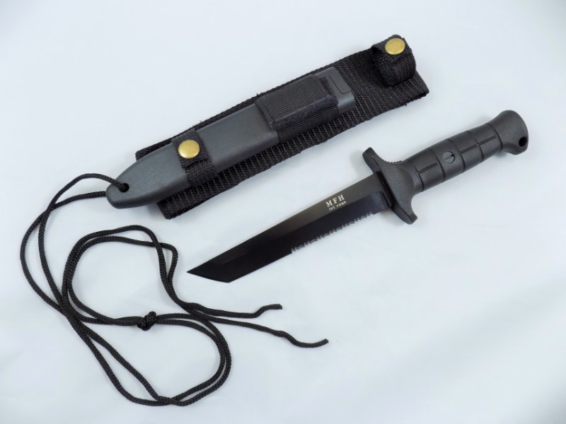 BW German Army Combat Black Battle Knife 2000 Plastic Sheath - Repro
