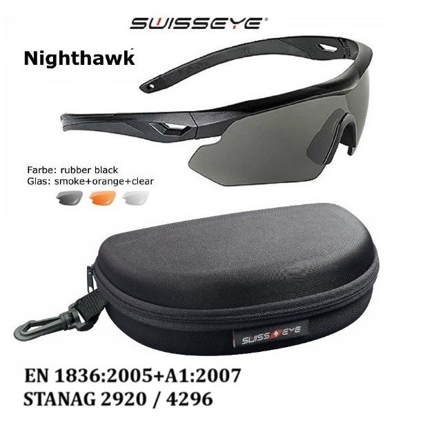 Professional SWISS EYE® NIGHTHAWK Ballistic 3 Lens Kit Shooting Glasses