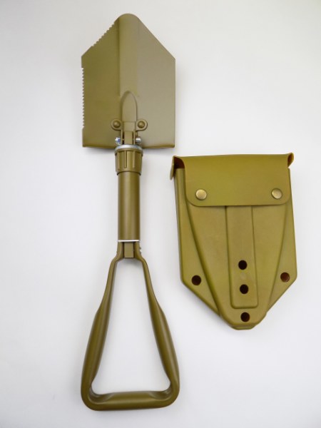 BW German Army Field Compact Folding Shovel w/ Plastic Case - Coyote