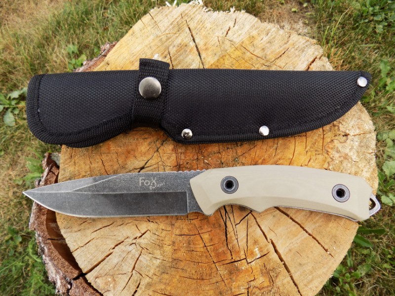 Stonewashed Hunting Outdoor Knife "Coyote II" w/ G10 Handle